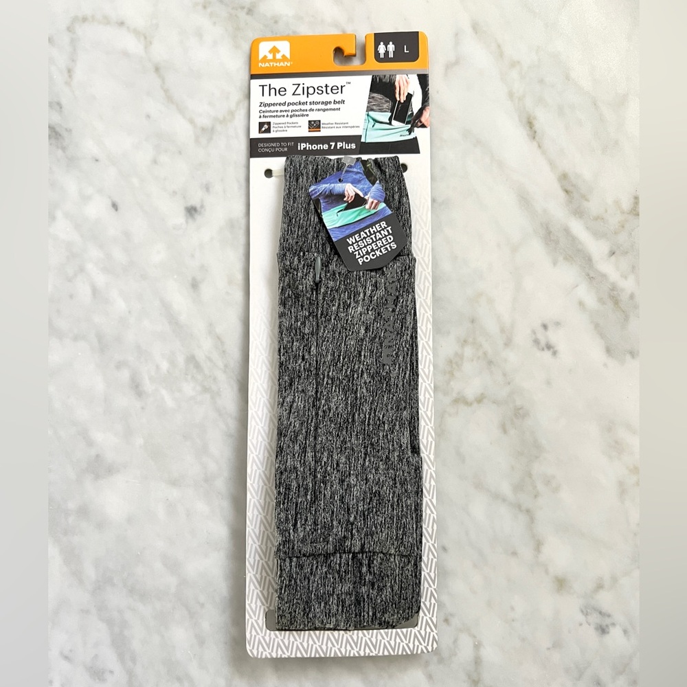 NWT Nathan The Zipster Gray Zippered Pocket Storage Running Belt - SZ Large